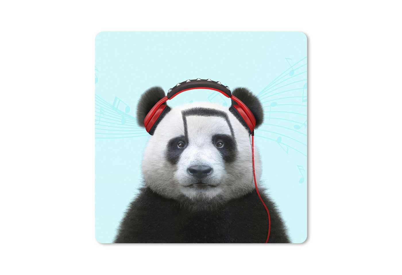 MuchoWow Gaming Mauspad Panda - Kopfhörer - Tier - Musiknoten - Rot (1-St), Mousepad mit Rutschfester Unterseite, Gaming, 40x40 cm, XXL, Großes von MuchoWow