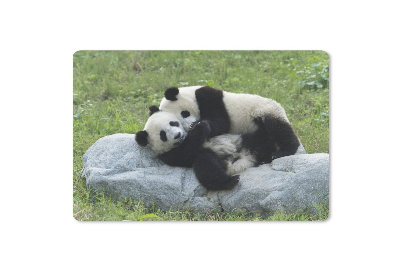 MuchoWow Mauspad Pandas - Gras - Stein (1-St), Mouse pad Klein, Gaming Deko, PC Zubehör, 27x18 cm von MuchoWow
