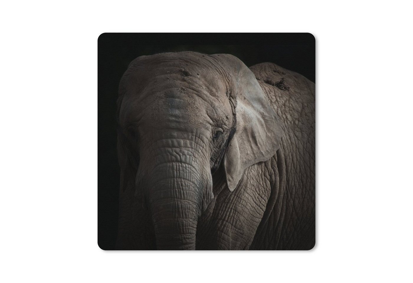 MuchoWow Gaming Mauspad Porträt eines Elefanten vor einem dunklen Hintergrund (1-St), Mousepad mit Rutschfester Unterseite, Gaming, 40x40 cm, XXL, Großes von MuchoWow