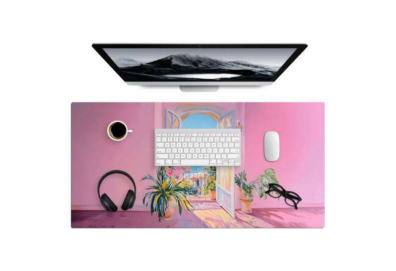 MuchoWow Gaming Mauspad Rosa - Außen - Farbe (1-St), Gaming Mauspad XXL, Schreibtischunterlage, Mousepad, Deko, 90x45 cm von MuchoWow