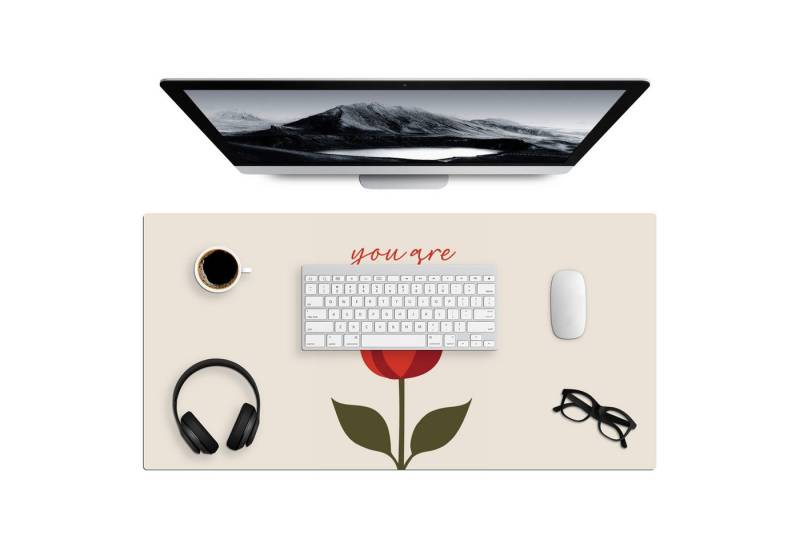 MuchoWow Gaming Mauspad Rose - Rot - Blume - Valentinstag (1-St), Gaming Mauspad XXL, Schreibtischunterlage, Desk Mat Groß, 80x40 cm von MuchoWow