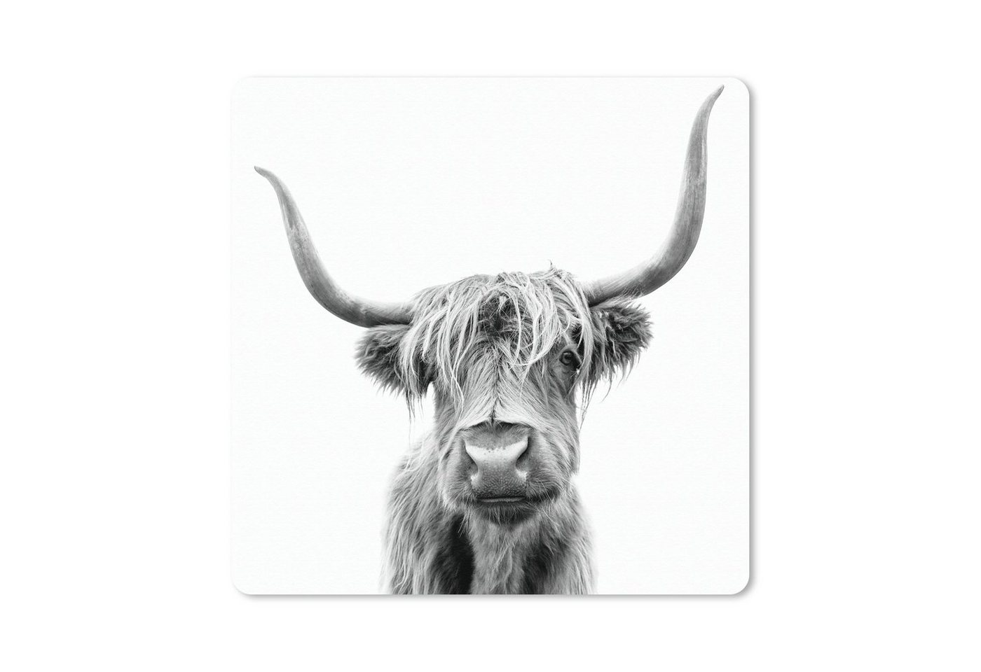 MuchoWow Gaming Mauspad Scottish Highlander - Tier - Schwarz - Weiß (1-St), Mousepad mit Rutschfester Unterseite, Gaming, 40x40 cm, XXL, Großes von MuchoWow