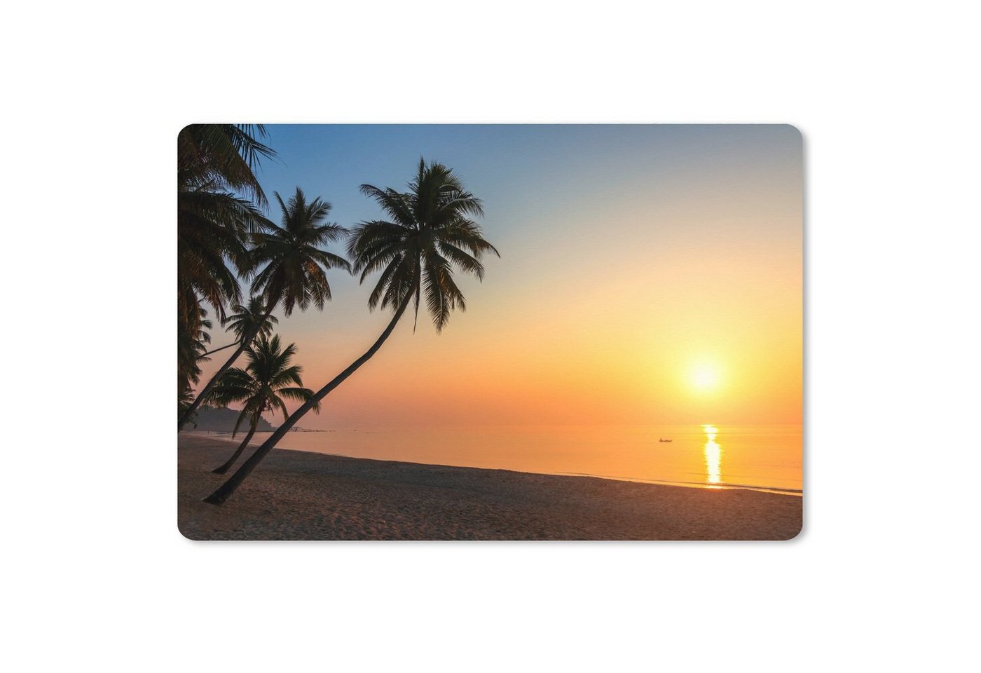 MuchoWow Gaming Mauspad Sonnenuntergang auf einer tropischen Insel mit Palmen (1-St), Büro für Tastatur und Maus, Mousepad Gaming, 90x60 cm, XXL, Großes von MuchoWow