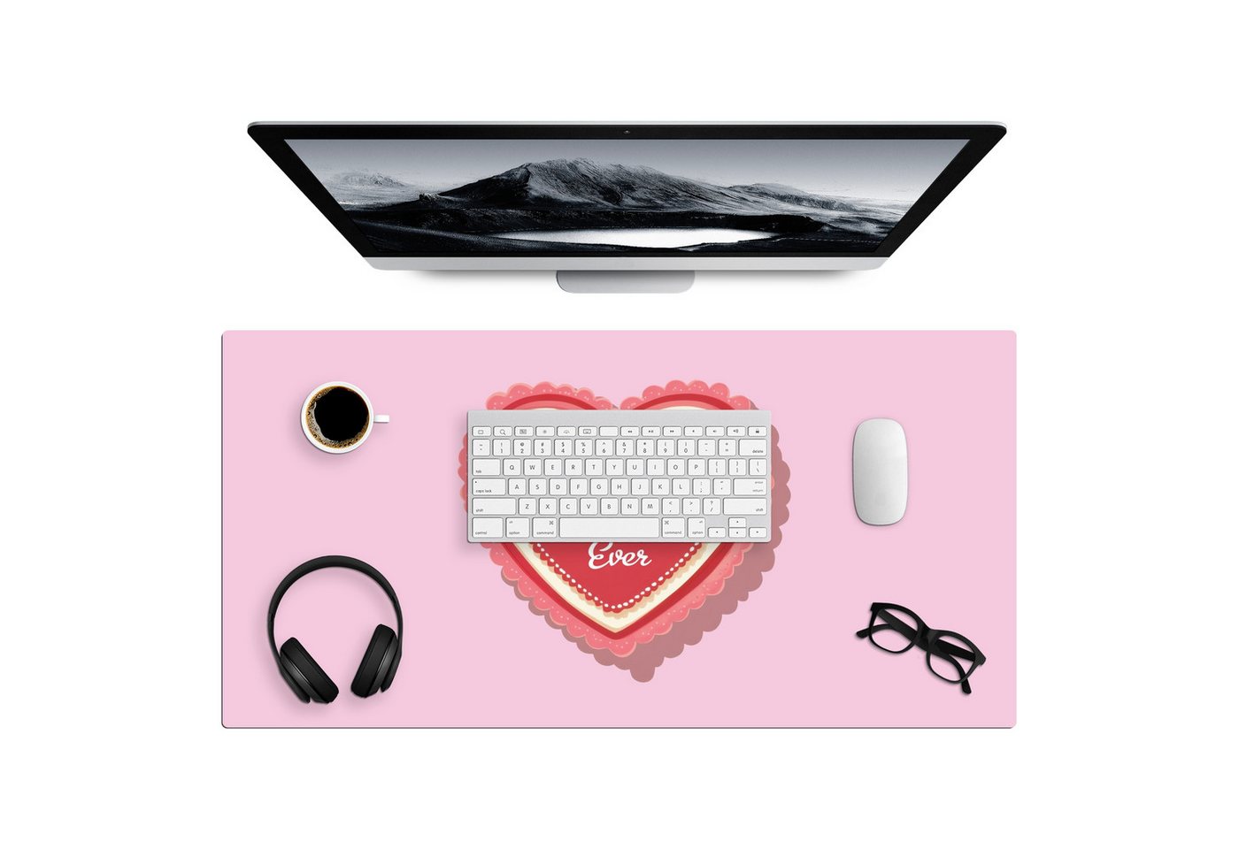 MuchoWow Gaming Mauspad Text - Herz - Mutter - Rosa (1-St), Gaming Mauspad XXL, Schreibtischunterlage, Desk Mat Groß, 80x40 cm von MuchoWow