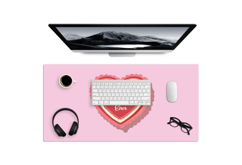 MuchoWow Gaming Mauspad Text - Herz - Mutter - Rosa (1-St), Gaming Mauspad XXL, Schreibtischunterlage, Desk Mat Groß, 80x40 cm von MuchoWow