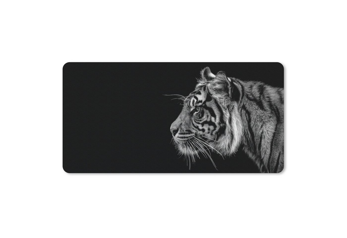 MuchoWow Mauspad Tiger auf schwarzem Hintergrund in schwarz und weiß (1-St), Mousepad mit Rutschfester Unterseite, Mausunterlage, Gaming, 60x30 cm von MuchoWow