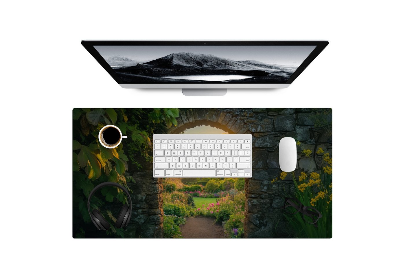 MuchoWow Gaming Mauspad Tor - Pflanzen - Sonnenuntergang (1-St), Gaming Mauspad XXL, Schreibtischunterlage, Desk Mat Groß, 80x40 cm von MuchoWow