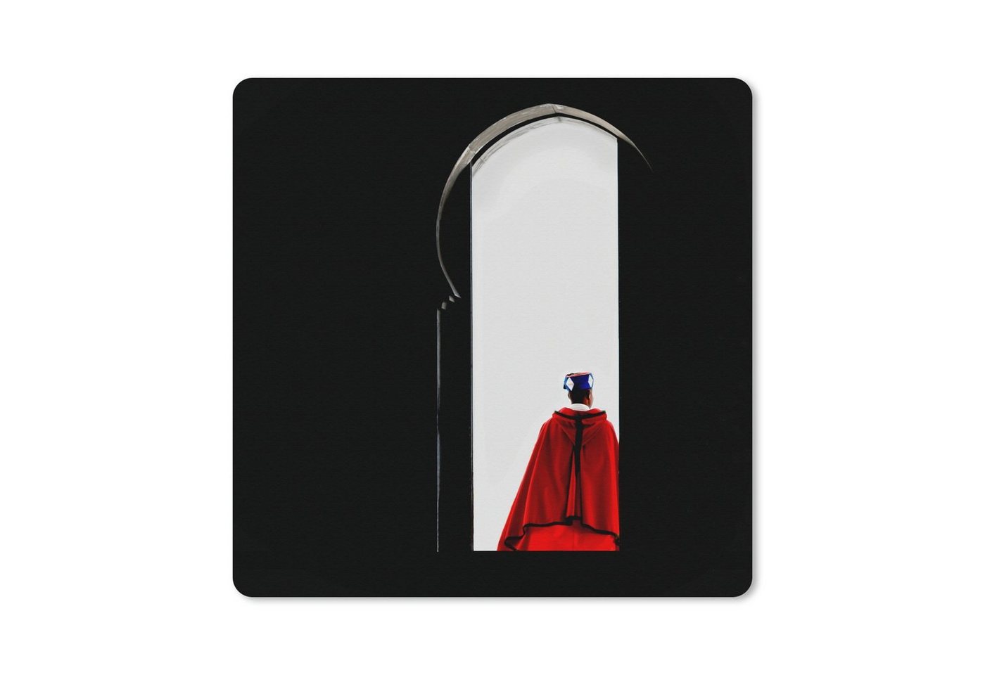 MuchoWow Gaming Mauspad Tür - Mann - Rot - Schwarz (1-St), Mousepad mit Rutschfester Unterseite, Gaming, 40x40 cm, XXL, Großes von MuchoWow