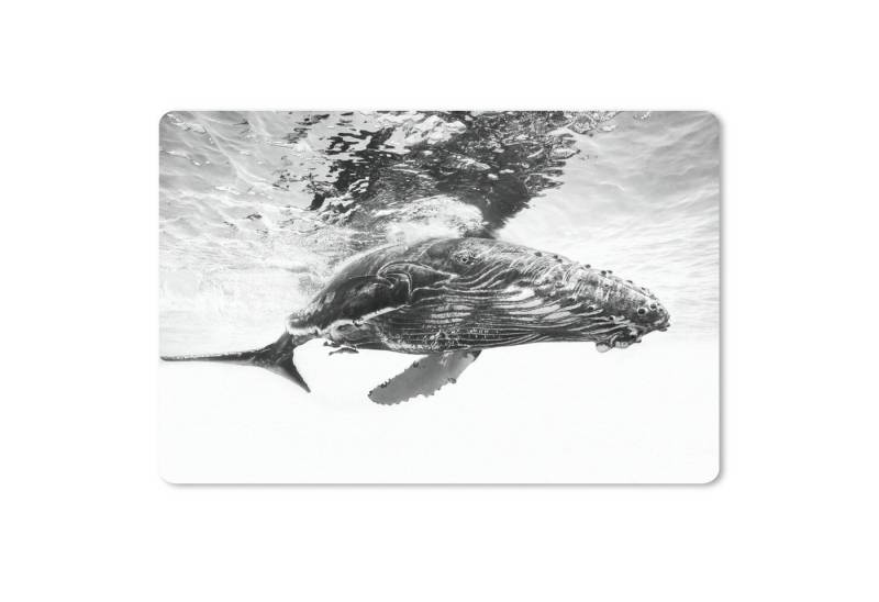 MuchoWow Mauspad Wal - Wasser - Tiere - Schwarz und weiß (1-St), Mauspad XXL, Schreibtischunterlage groß, Gaming Setup, 90x60 cm von MuchoWow