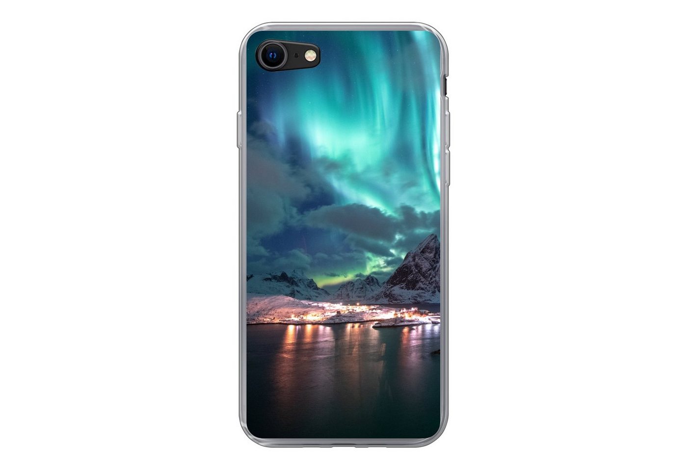 MuchoWow Handyhülle Aurora - Norwegen - Berg, Handyhülle Apple iPhone 7, Smartphone-Bumper, Print, Handy Schutzhülle von MuchoWow