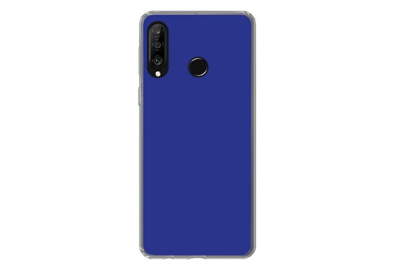 MuchoWow Handyhülle Blau - Einfarbig - Dunkelblau, Handyhülle Huawei P30 Lite, Handy Case, Silikon, Bumper Case von MuchoWow