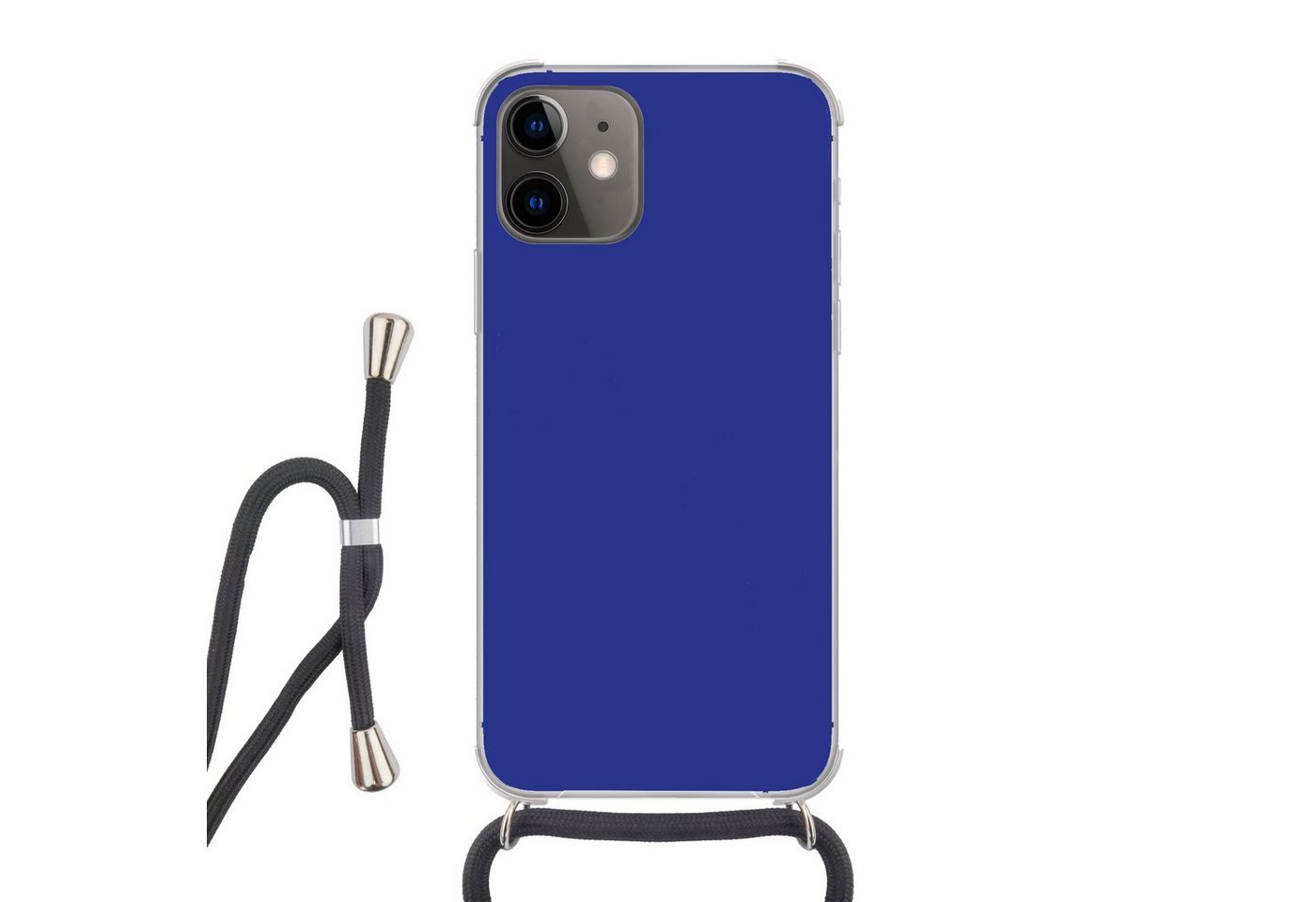 MuchoWow Handyhülle für Apple iPhone 12 Mini Blau - Einfarbig - Dunkelblau, Tragbare Handyhüllen mit Kette zum umhängen, Handykette Handyband MuchoWow Handyhülle für Apple iPhone 12 Mini Blau - Einfarbig - Dunkelblau, Tragbare Handyhüllen mit Kette zum umhängen, Handykette Handyband von MuchoWow