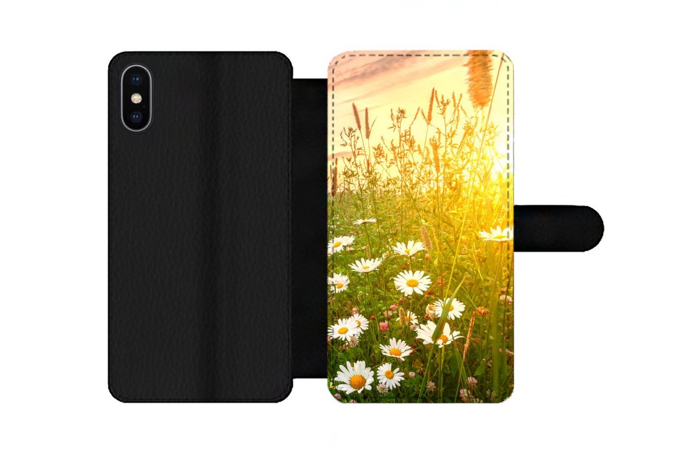 MuchoWow Handyhülle Blumen - Gänseblümchen - Natur - Sonne - Horizont, Handyhülle Telefonhülle Apple iPhone X/10 von MuchoWow
