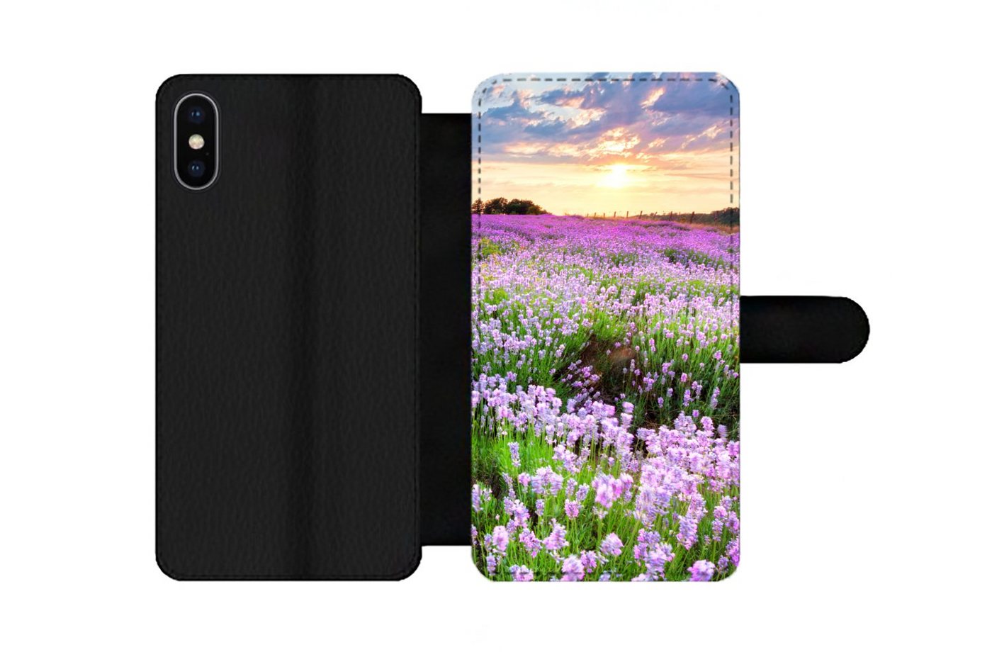 MuchoWow Handyhülle Geeignet für Apple iPhone 13 Pro Blumen - Lavendel - Lila - Himmel - S, Klapphülle mit Kartenfach, Flip Cover Case, Klapptasche, Handyhülle MuchoWow Handyhülle Geeignet für Apple iPhone 13 Pro Blumen - Lavendel - Lila - Himmel - S, Klapphülle mit Kartenfach, Flip Cover Case, Klapptasche, Handyhülle von MuchoWow