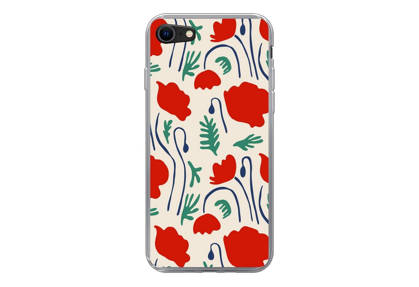 MuchoWow Handyhülle Blumen - Rose - Muster, Handyhülle Apple iPhone 8, Smartphone-Bumper, Print, Handy Schutzhülle von MuchoWow