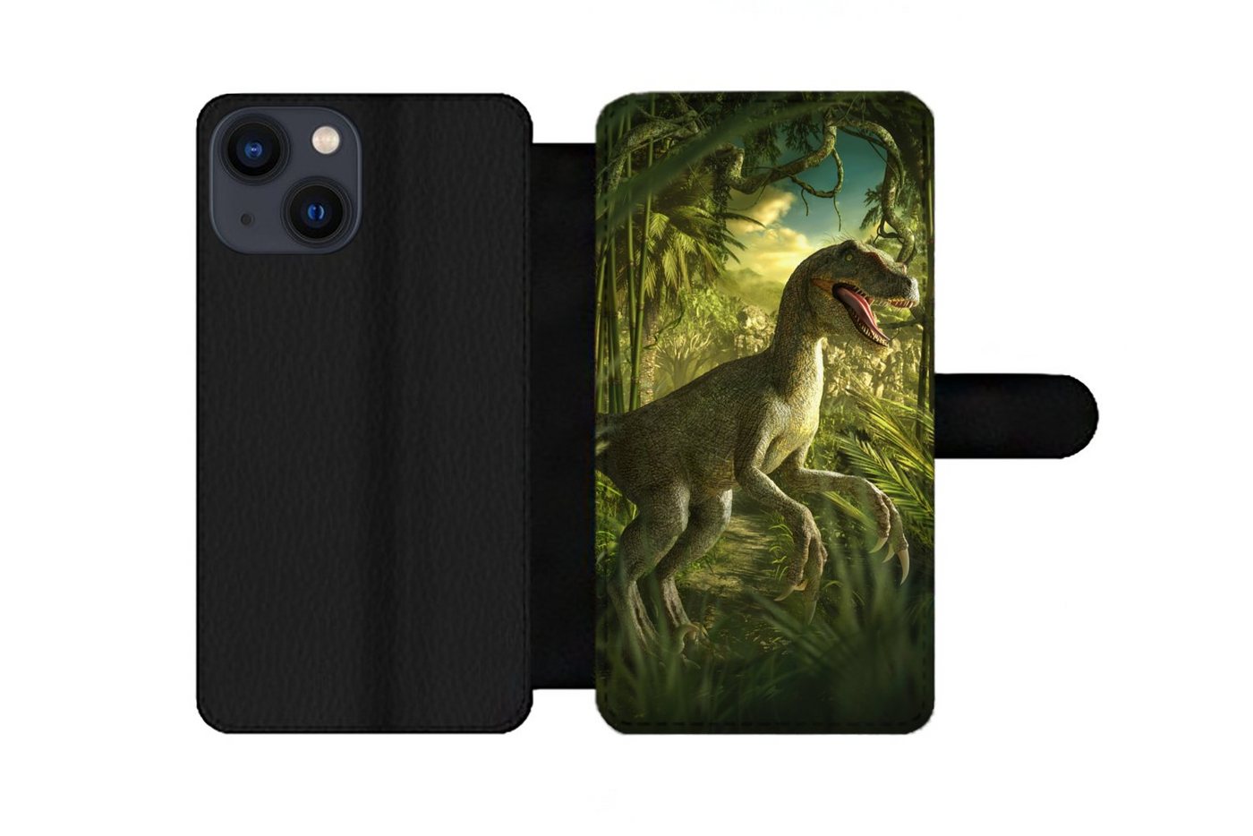 MuchoWow Handyhülle Dinosaurier - Pflanzen - Grün - Illustration - Kinder - Jungen, Handyhülle Telefonhülle Apple iPhone 13 Mini von MuchoWow