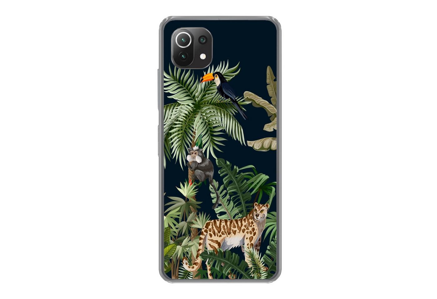 MuchoWow Handyhülle Dschungel - Pflanzen - Tiere - Kinder - Flamingo - Zebra, Phone Case, Handyhülle Xiaomi Mi 11 Lite, Silikon, Schutzhülle von MuchoWow