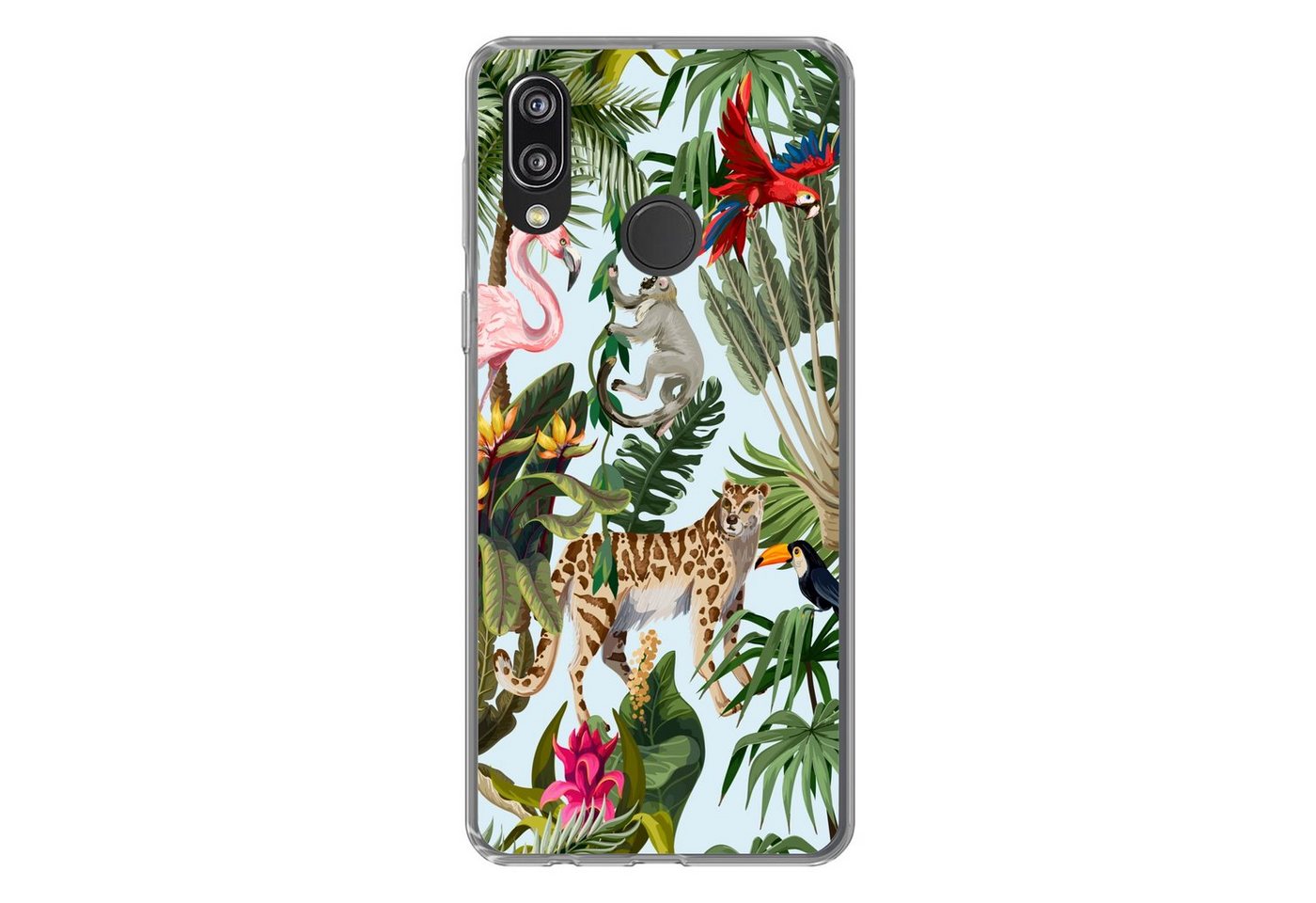 MuchoWow Handyhülle Dschungel - Tiere - Mädchen - Kinder - Jungen - Flamingo - Papagei, Handyhülle Huawei P20 Lite (2019), Handy Case, Silikon, Bumper Case von MuchoWow