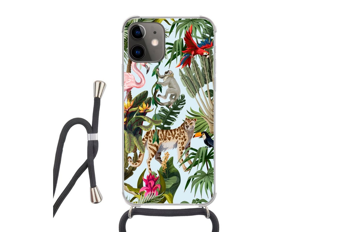 MuchoWow Handyhülle für Apple iPhone 12 Mini Dschungel - Tiere - Mädchen - Kinder - Jungen, Tragbare Handyhüllen mit Kette zum umhängen, Handykette Handyband MuchoWow Handyhülle für Apple iPhone 12 Mini Dschungel - Tiere - Mädchen - Kinder - Jungen, Tragbare Handyhüllen mit Kette zum umhängen, Handykette Handyband von MuchoWow