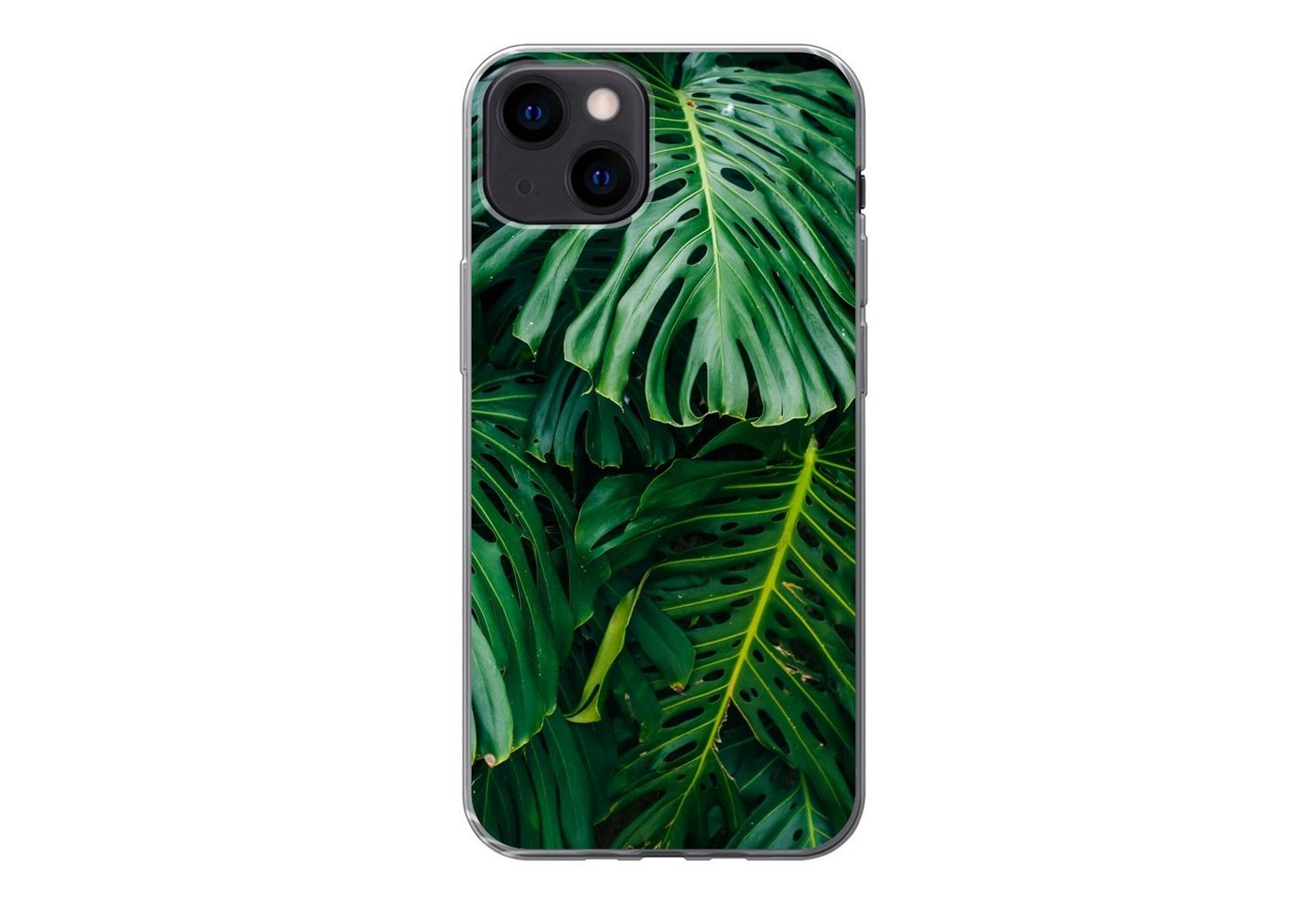 MuchoWow Handyhülle Dunkelgrüne botanische Blätter in einem Garten, Handyhülle Apple iPhone 13, Smartphone-Bumper, Print, Handy von MuchoWow