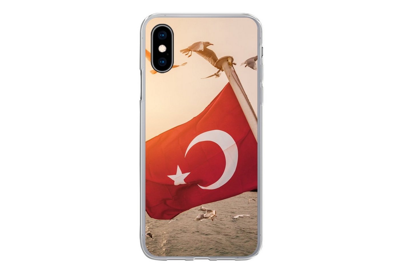 MuchoWow Handyhülle Eine türkische Flagge auf einem Schiff, Handyhülle Apple iPhone X/10, Smartphone-Bumper, Print, Handy von MuchoWow