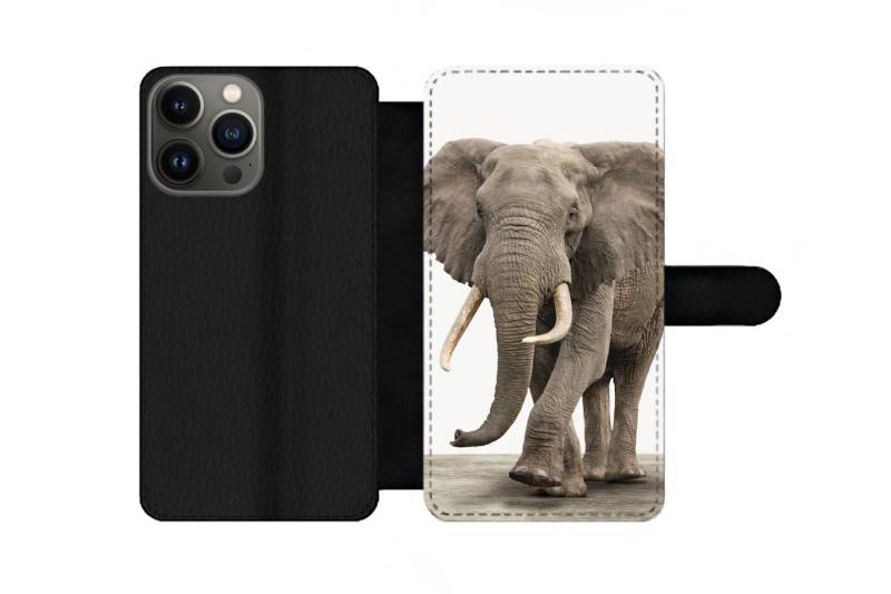 MuchoWow Handyhülle Geeignet für Apple iPhone 13 Pro Elefant - Kinder - Tiere - Mädchen, Klapphülle mit Kartenfach, Flip Cover Case, Klapptasche, Handyhülle von MuchoWow