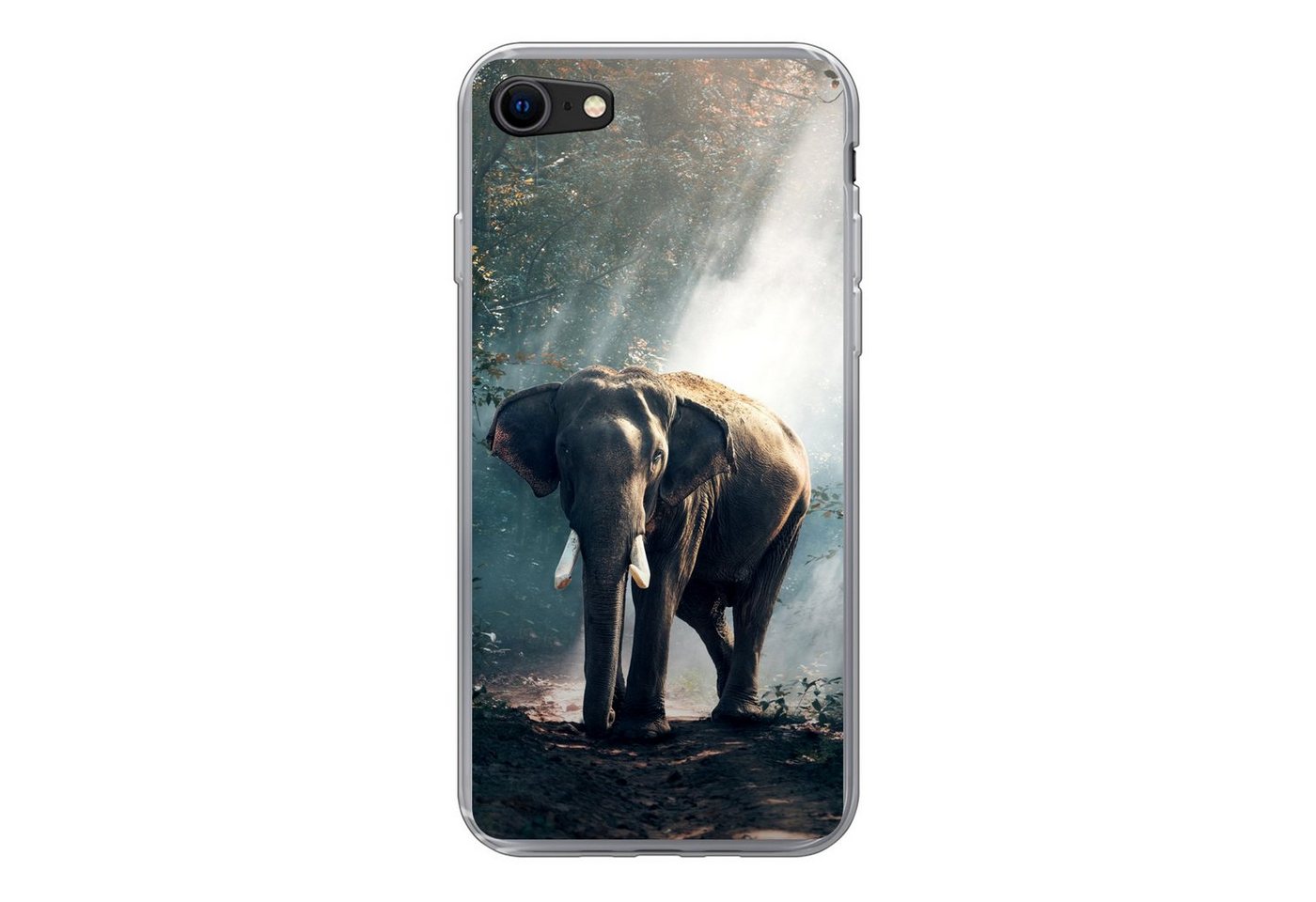 MuchoWow Handyhülle Elefant - Tiere - Licht - Wald - Natur - Wildtiere, Handyhülle Apple iPhone SE (2022), Handy Case, Silikon, Bumper Case von MuchoWow