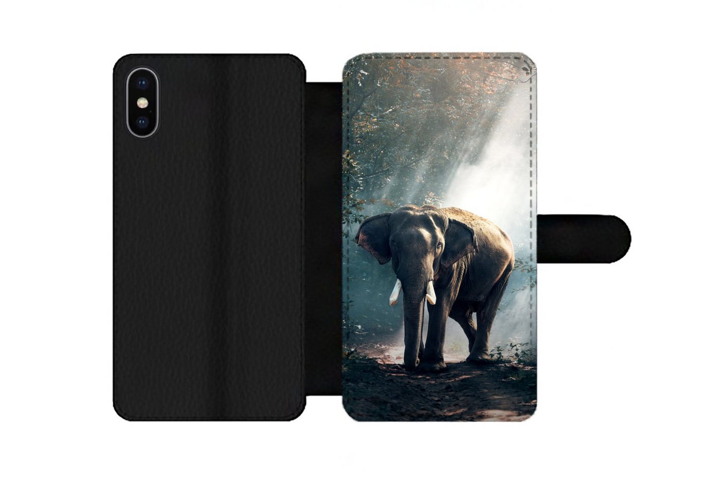 MuchoWow Handyhülle Elefant - Tiere - Licht - Wald - Natur - Wildtiere, Handyhülle Telefonhülle Apple iPhone X/10 von MuchoWow