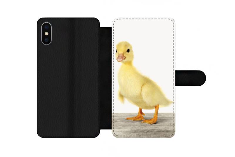 MuchoWow Handyhülle Geeignet für Apple iPhone Xs Max Ente - Küken - Tiere - Süß - Mädchen, Klapphülle mit Kartenfach, Flip Cover Case, Klapptasche, Handyhülle von MuchoWow
