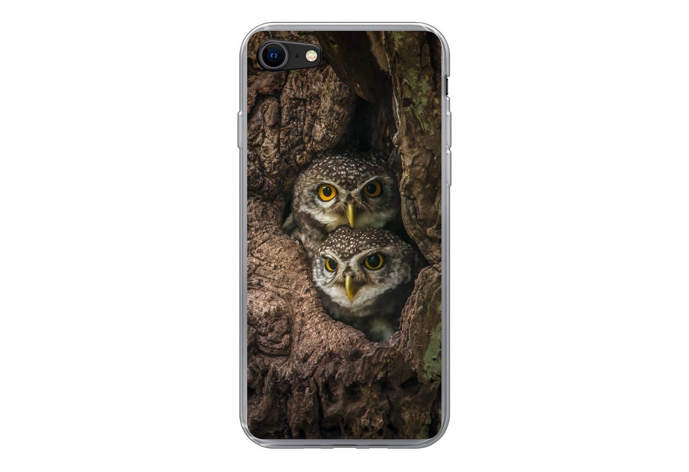 MuchoWow Handyhülle Eulen auf einem Baum, Handyhülle Apple iPhone 8, Smartphone-Bumper, Print, Handy Schutzhülle von MuchoWow