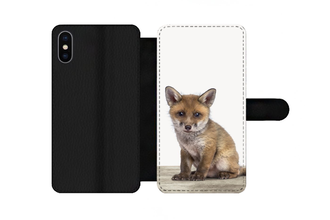 MuchoWow Handyhülle Geeignet für Apple iPhone 12 Mini Fuchs - Baby-Fuchs - Kinder - Mädche, Klapphülle mit Kartenfach, Flip Cover Case, Klapptasche, Handyhülle MuchoWow Handyhülle Geeignet für Apple iPhone 12 Mini Fuchs - Baby-Fuchs - Kinder - Mädche, Klapphülle mit Kartenfach, Flip Cover Case, Klapptasche, Handyhülle von MuchoWow