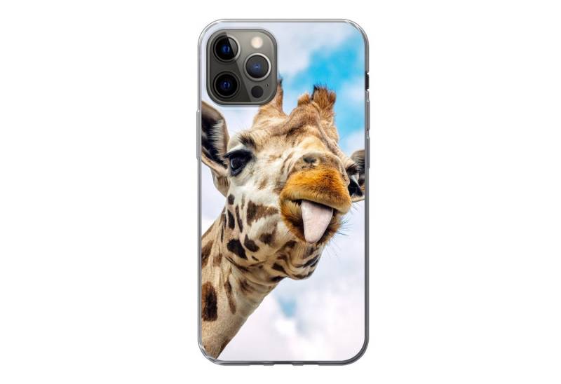 MuchoWow Handyhülle für Apple iPhone 13 Pro Giraffe - Lustig - Zunge - Kinder - Jungen - M, Smartphone-Bumper, Print, Handy Schutzhülle Dünn von MuchoWow