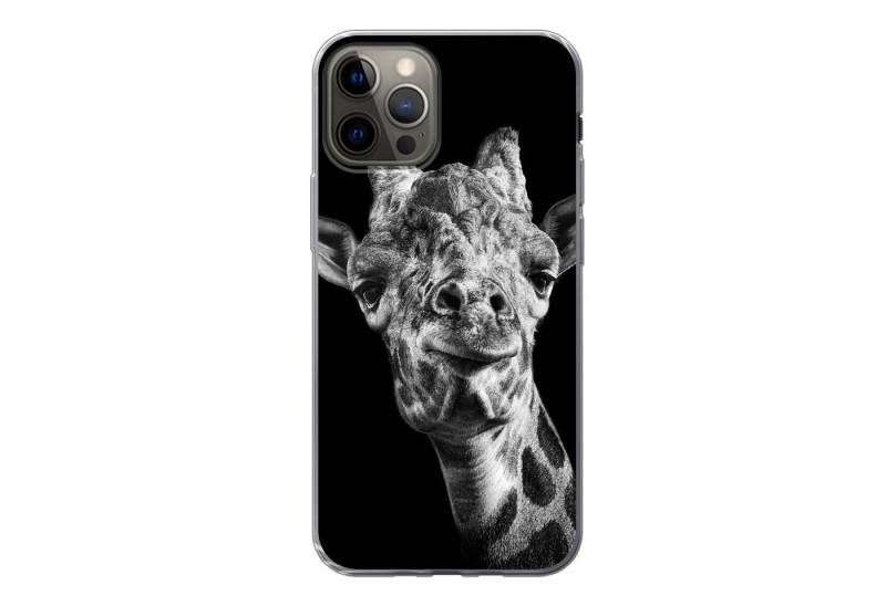 MuchoWow Handyhülle für Apple iPhone 13 Pro Giraffe - Tier - Schwarz - Weiß, Smartphone-Bumper, Print, Handy Schutzhülle Dünn von MuchoWow