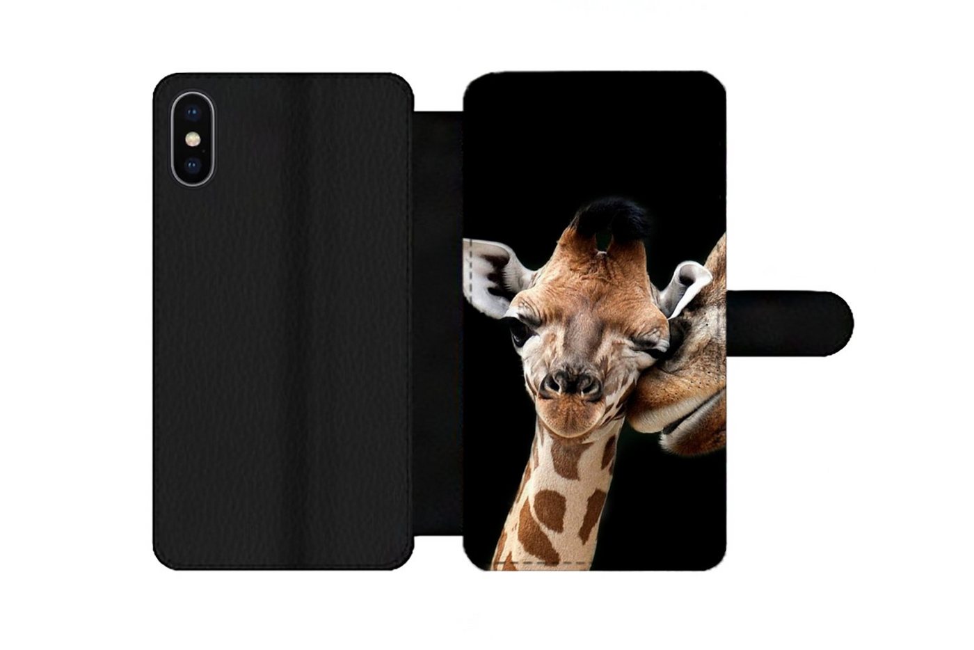 MuchoWow Handyhülle Giraffe - Tiere - Schwarz - Porträt - Tiere, Handyhülle Telefonhülle Apple iPhone X/10 von MuchoWow