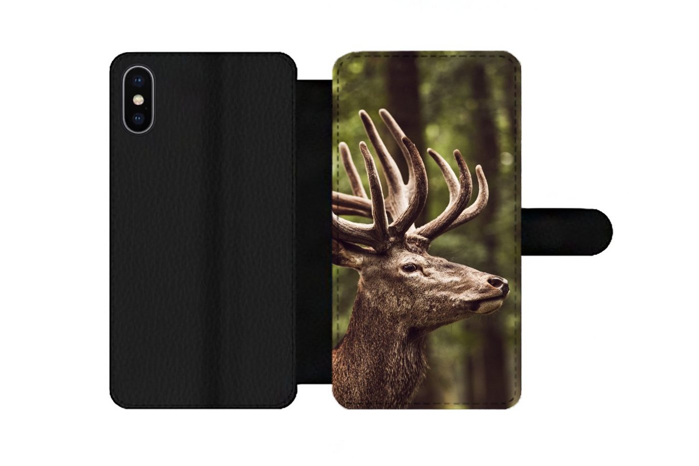 MuchoWow Handyhülle Geeignet für Apple iPhone 13 Pro Hirsch - Natur - Geweih - Wald - Tier, Klapphülle mit Kartenfach, Flip Cover Case, Klapptasche, Handyhülle MuchoWow Handyhülle Geeignet für Apple iPhone 13 Pro Hirsch - Natur - Geweih - Wald - Tier, Klapphülle mit Kartenfach, Flip Cover Case, Klapptasche, Handyhülle von MuchoWow
