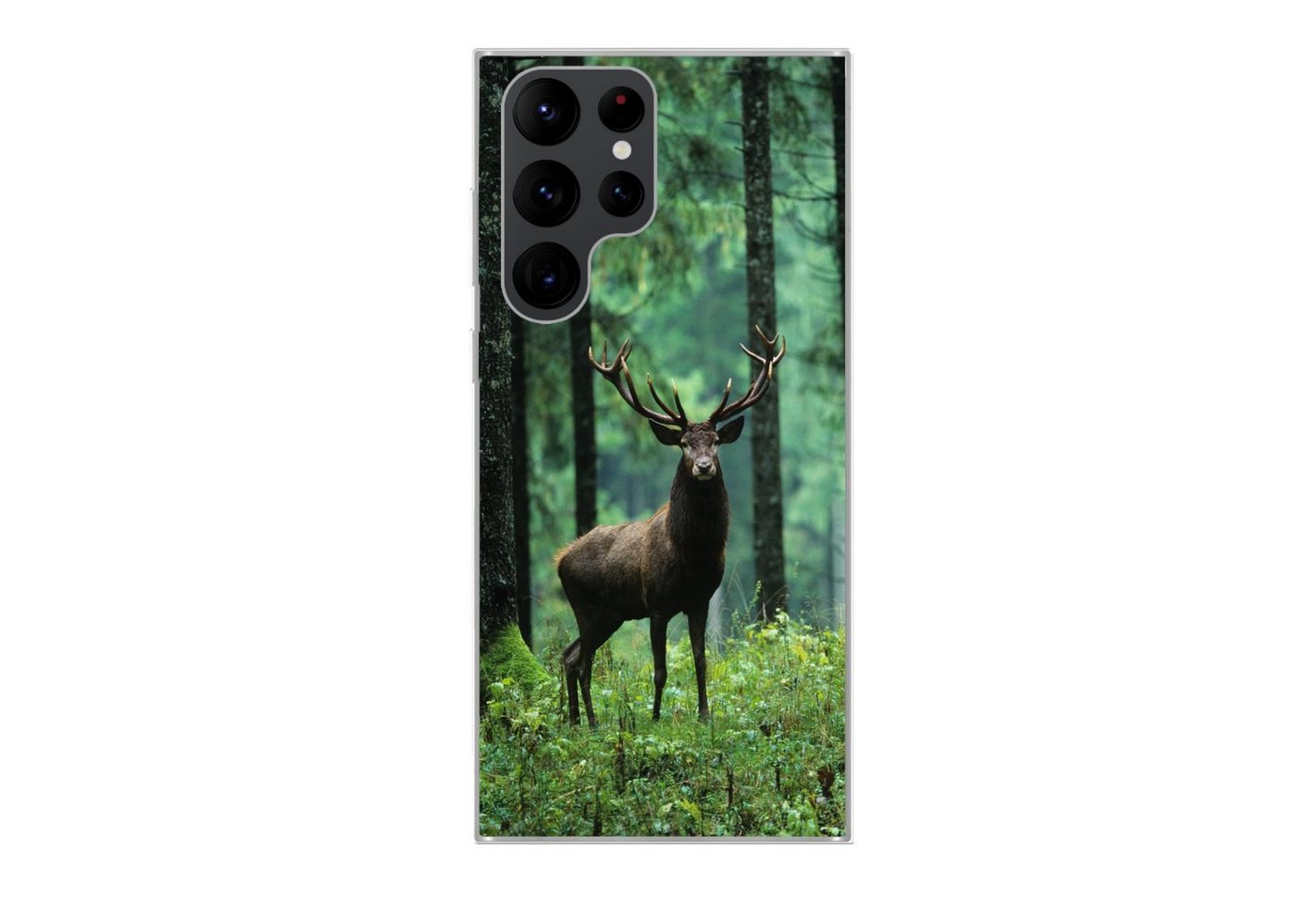 MuchoWow Handyhülle Hirsche - Wald - Bäume - Tiere - Natur, Phone Case, Handyhülle Samsung Galaxy S22 Ultra, Silikon, Schutzhülle von MuchoWow