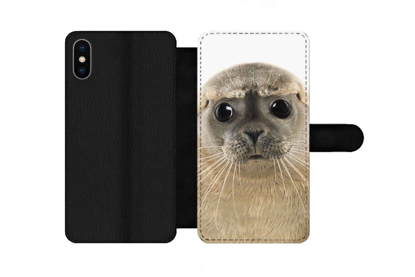 MuchoWow Handyhülle Geeignet für Apple iPhone 12 Mini Jungen - Robbe - Kinder - Mädchen -, Klapphülle mit Kartenfach, Flip Cover Case, Klapptasche, Handyhülle MuchoWow Handyhülle Geeignet für Apple iPhone 12 Mini Jungen - Robbe - Kinder - Mädchen -, Klapphülle mit Kartenfach, Flip Cover Case, Klapptasche, Handyhülle von MuchoWow