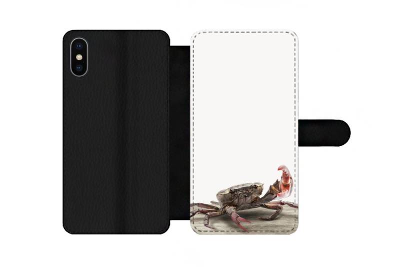 MuchoWow Handyhülle Geeignet für Apple iPhone Xs Max Kinder - Krabbe - Meerestiere - Junge, Klapphülle mit Kartenfach, Flip Cover Case, Klapptasche, Handyhülle von MuchoWow