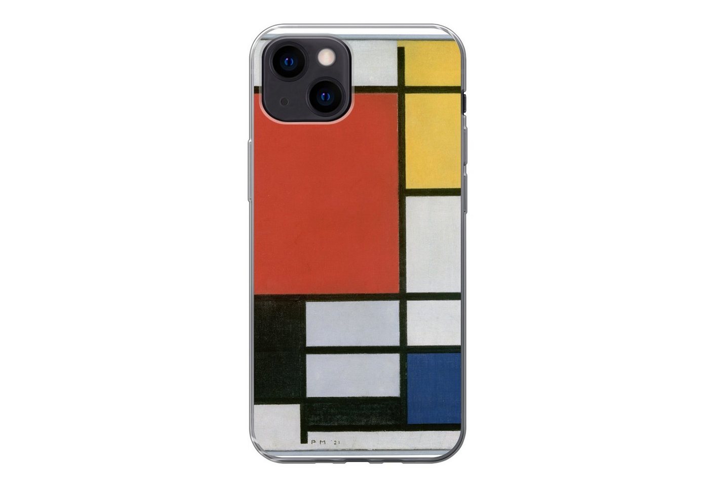 MuchoWow Handyhülle Komposition 2 in Rot Blau und Gelb - Piet Mondrian, Handyhülle Apple iPhone 13 Mini, Smartphone-Bumper, Print, Handy von MuchoWow