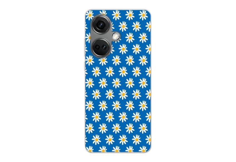 MuchoWow Handyhülle für OnePlus Nord CE 3 5G Gänseblümchen - Muster - Blau - Blumen, Phone Case, Silikon, Schutzhülle Dünn von MuchoWow