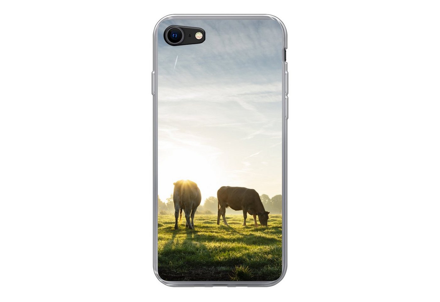 MuchoWow Handyhülle Kühe - Sonne - Gras, Handyhülle Apple iPhone 7, Smartphone-Bumper, Print, Handy Schutzhülle von MuchoWow