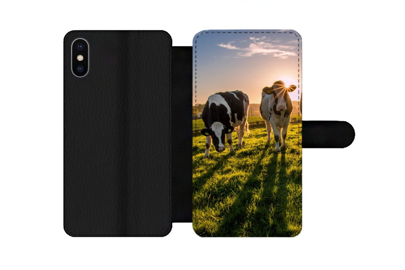 MuchoWow Handyhülle Kühe - Sonne - Gras - Tiere - Bauernhof, Handyhülle Telefonhülle Apple iPhone X/10 von MuchoWow