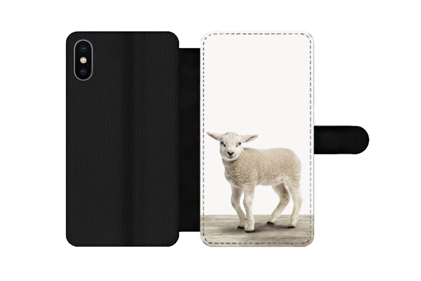 MuchoWow Handyhülle Geeignet für Apple iPhone 13 Pro Lamm - Schaf - Tiere - Kinder - Mädch, Klapphülle mit Kartenfach, Flip Cover Case, Klapptasche, Handyhülle MuchoWow Handyhülle Geeignet für Apple iPhone 13 Pro Lamm - Schaf - Tiere - Kinder - Mädch, Klapphülle mit Kartenfach, Flip Cover Case, Klapptasche, Handyhülle von MuchoWow