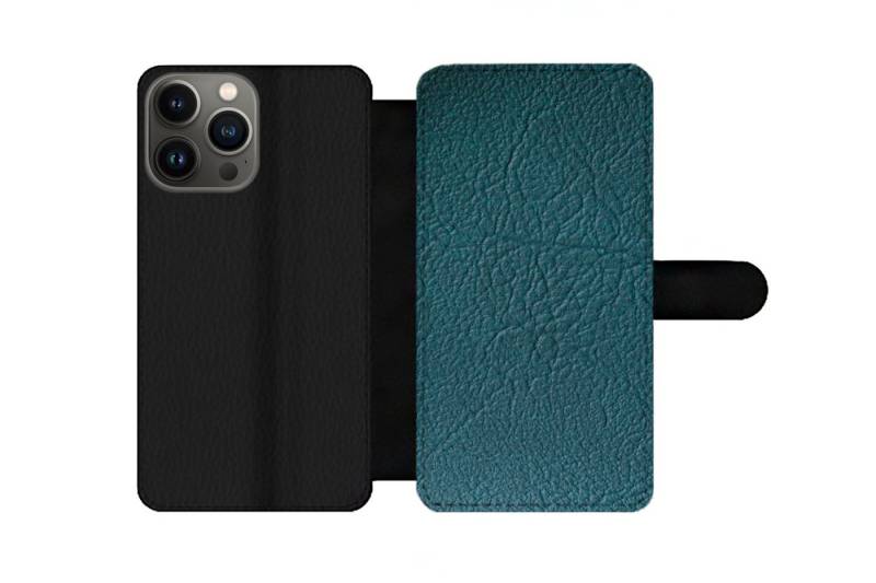 MuchoWow Handyhülle Geeignet für Apple iPhone 13 Pro Leder - Lederoptik - Grün - Blau, Klapphülle mit Kartenfach, Flip Cover Case, Klapptasche, Handyhülle von MuchoWow