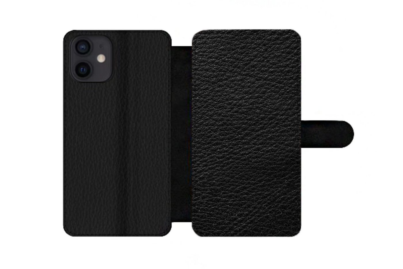 MuchoWow Handyhülle Geeignet für Apple iPhone 12 Mini Leder - Lederoptik - Schwarz - Grau, Klapphülle mit Kartenfach, Flip Cover Case, Klapptasche, Handyhülle MuchoWow Handyhülle Geeignet für Apple iPhone 12 Mini Leder - Lederoptik - Schwarz - Grau, Klapphülle mit Kartenfach, Flip Cover Case, Klapptasche, Handyhülle von MuchoWow