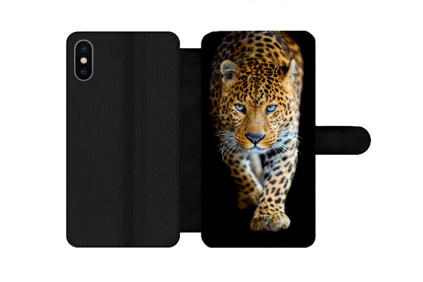 MuchoWow Handyhülle Leopard - Tiere - Porträt - Wildtiere - Schwarz, Handyhülle Telefonhülle Apple iPhone X/10 von MuchoWow