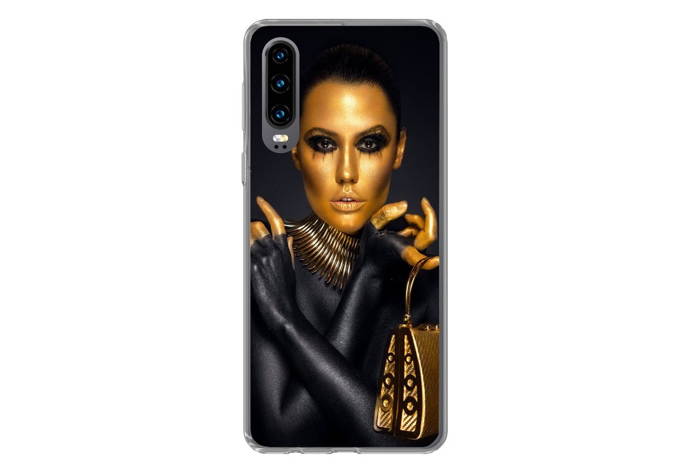 MuchoWow Handyhülle Make-up - Tasche - Gold - Luxus - Frau, Handyhülle Huawei P30, Handy Case, Silikon, Bumper Case von MuchoWow