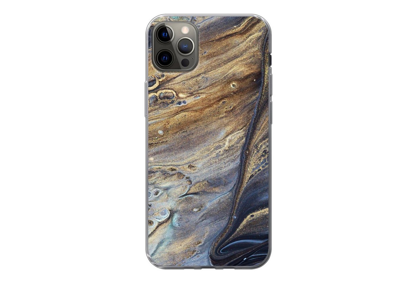 MuchoWow Handyhülle Marmor - Gold - Aquarell - Textur - Marmoroptik, Handyhülle Apple iPhone 12 Pro Max, Smartphone-Bumper, Print, Handy von MuchoWow