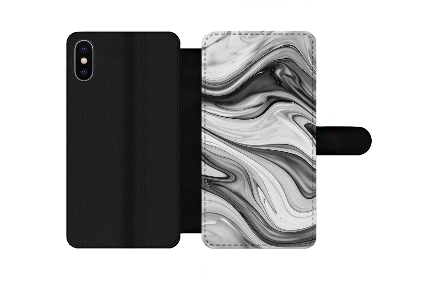 MuchoWow Handyhülle Marmor - Muster - Grau - Marmoroptik - Schwarz, Handyhülle Telefonhülle Apple iPhone X/10 von MuchoWow