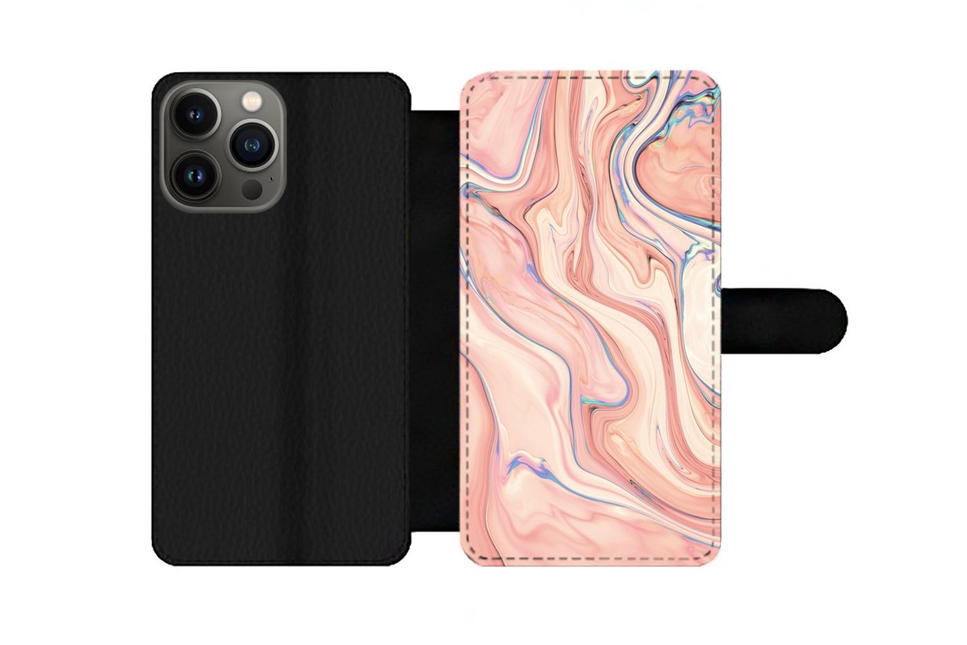 MuchoWow Handyhülle Geeignet für Apple iPhone 13 Pro Marmor - Pastell - Rosa - Blau - Marm, Klapphülle mit Kartenfach, Flip Cover Case, Klapptasche, Handyhülle MuchoWow Handyhülle Geeignet für Apple iPhone 13 Pro Marmor - Pastell - Rosa - Blau - Marm, Klapphülle mit Kartenfach, Flip Cover Case, Klapptasche, Handyhülle von MuchoWow
